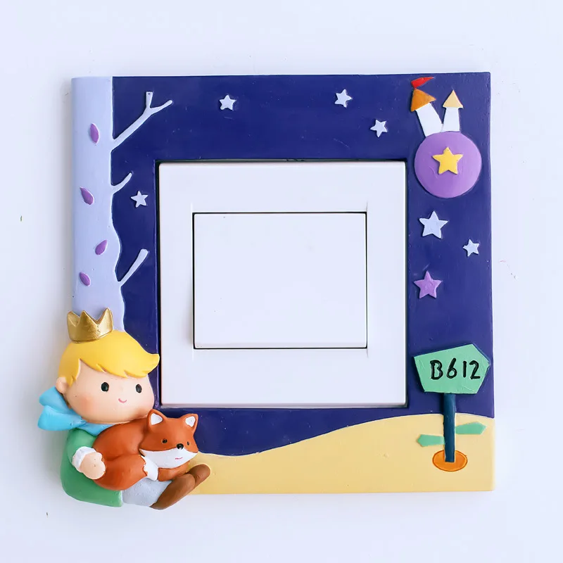 

Roogo CHILDREN'S Room Living Room Decoration Little Prince Switch Stickers Protective Case Resin Wall Decorations Craft Gift Who
