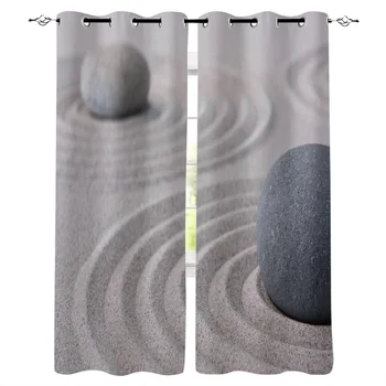 

Stones Sand Stones Stones Zen Quiet Texture Window Curtains LivingRoom Kitchen Curtains Left and Right Biparting Open