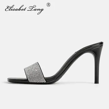 

Elisabettang High Heels Women's Shoes High Stiletto Heels Sandals Retro Square Peep Toe Slingback Summer Shoes Woman Black Heels
