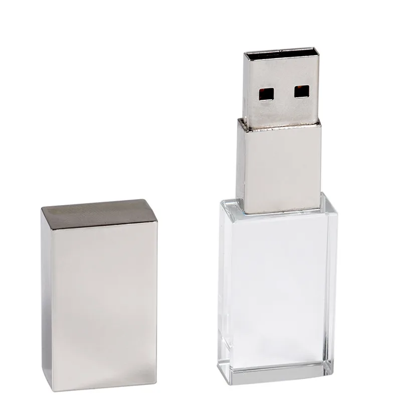 Розовый золотой кристалл золотой USB флэш-накопитель 2,0 с коробкой usb memory stick pen drive Пользовательский логотип(более 10 штук бесплатный логотип) U диск - Цвет: Silver