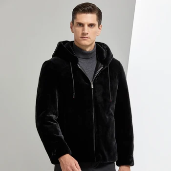 

2020 New Casual Hooded Jacket Men Fashion Fur Coat Men Winter Snow Warm Short Jackets Men Black casacas para hombre, Size M-4XL