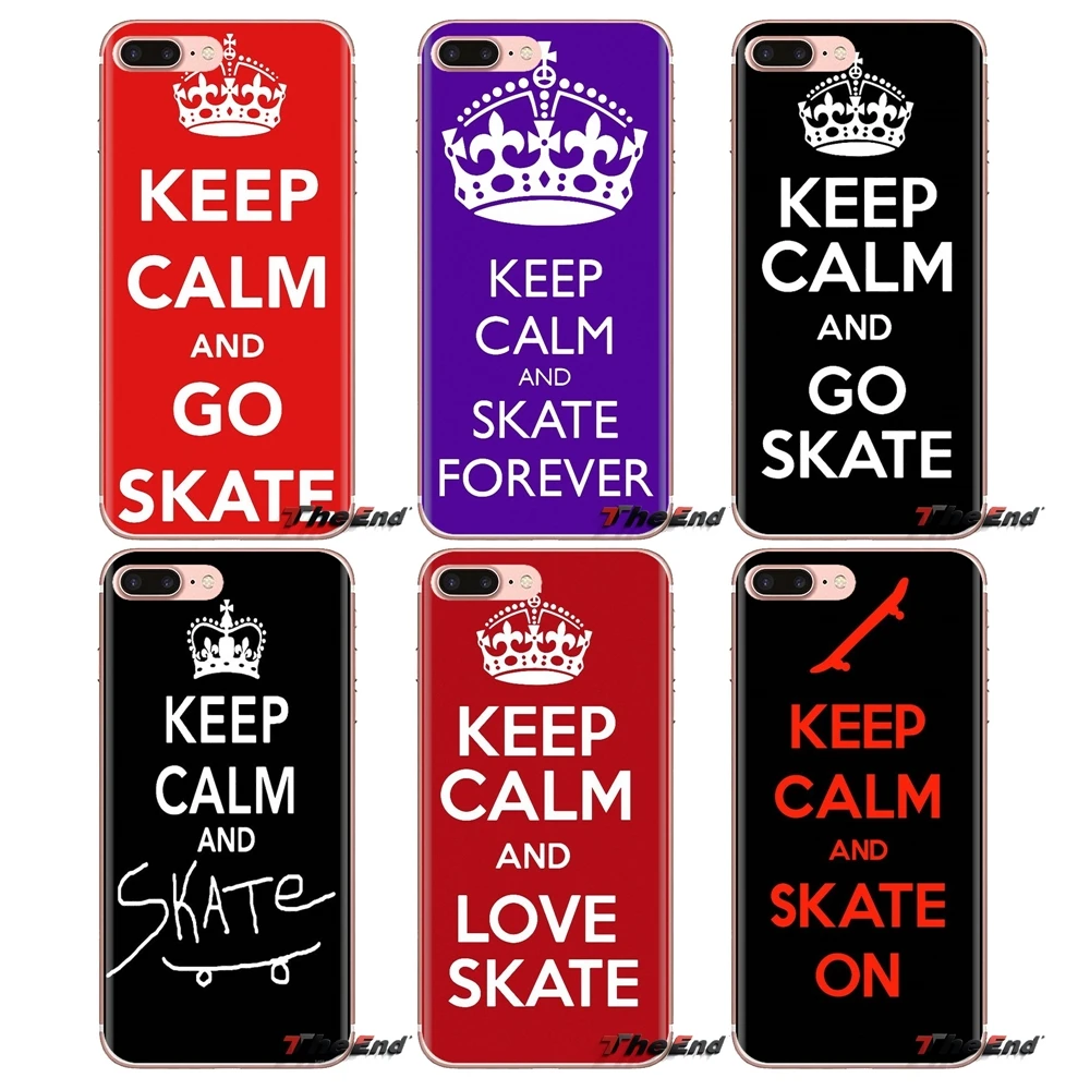 Чехол для iPhone XS Max XR X 4 4s 5 5S 5C SE 6 6S 7 8 Plus samsung Galaxy J1 J3 J5 J7 A3 A5 Keep Calm и Go Skate на корпусе