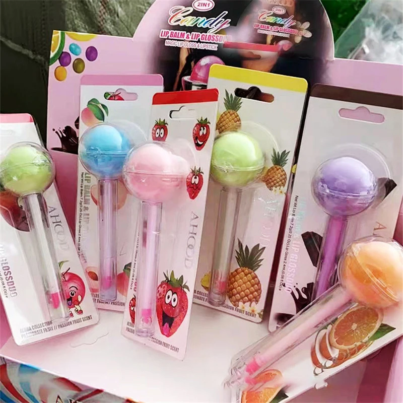 2in1CuteLollipopLipBalmLipglossMoisturizerCandyMagiceLip