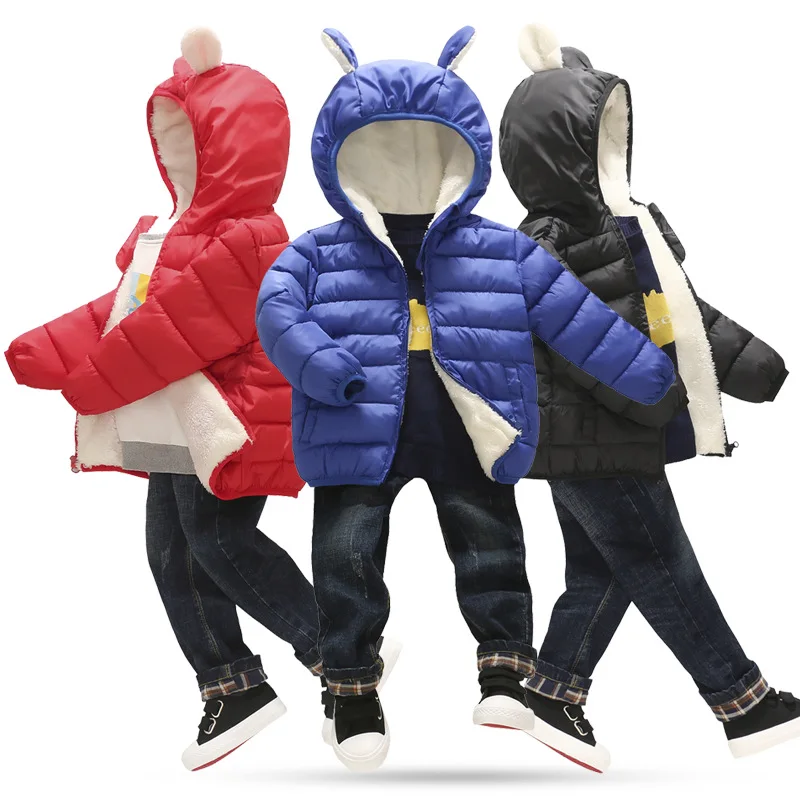 Детский пуховик; хлопковая куртка для мальчиков и девочек; зимний комбинезон; Новинка года; детское теплое пальто с капюшоном; флисовая подкладка для малышей