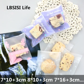 

LBSISI Life 100pcs 7*8+3cm Frosted Cookie Candy Bags Self Adhesive Thicker Food Chocolate Soap Package Plastic Jewelry Gift Bag