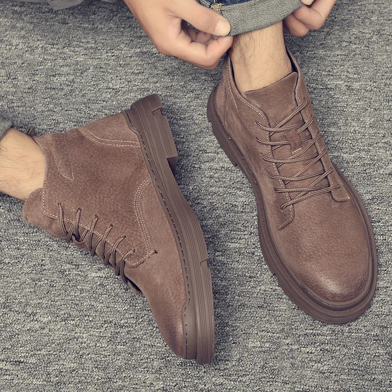 

Martin Boots Men's British-Style Hight-top Worker Boot MEN'S Military Boots Retro Desert Boots Mid-top Short Boots Versatile Fas