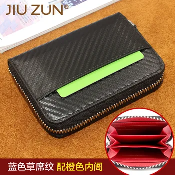 

Japanese Style Straw Mat Pattern Short Wallet Men and Women Carbon Fiber Zip Fastener Coin Purse Coin Purse Carteira Masculina