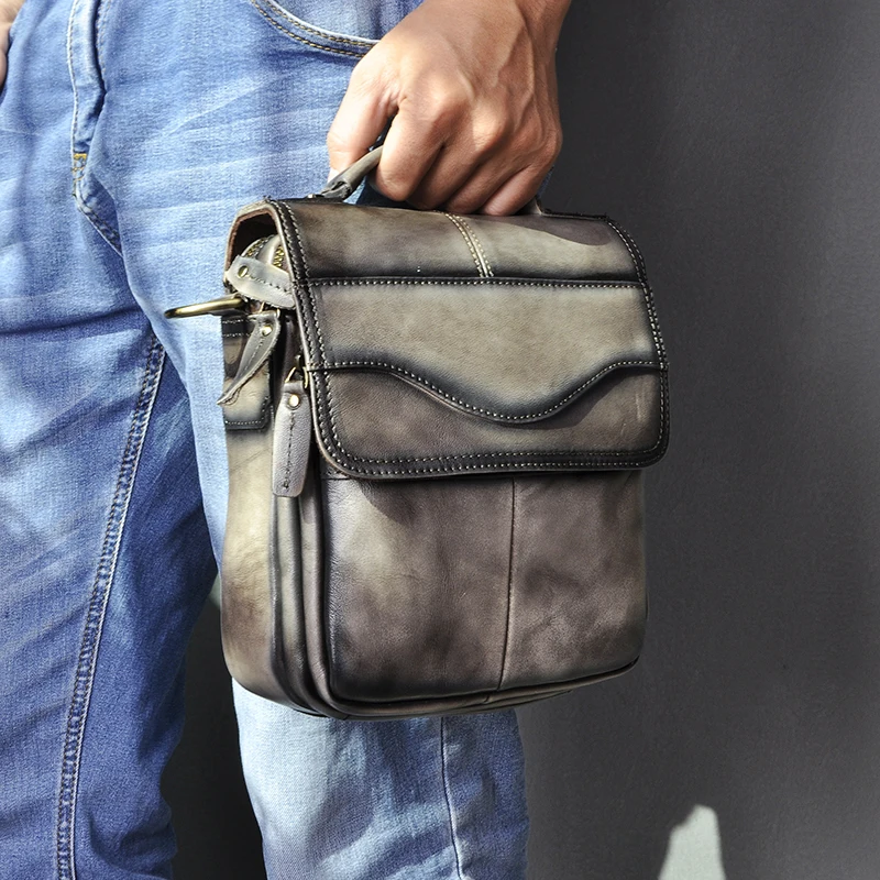 Качественная оригинальная кожаная мужская повседневная сумка через плечо, модная сумка через плечо 8 дюймов, сумка-тоут Mochila, сумка 144-dc - Цвет: dark coffee 3