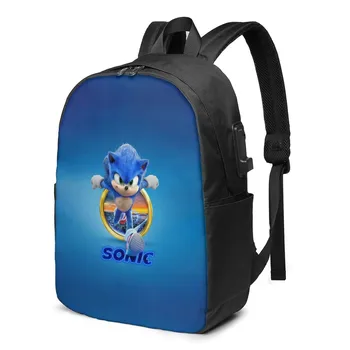 

Usb Rechargeable Custom Pattern Backpack Sonic The Hedgehog Birthday Gift Boy And Girl Universal Backpack