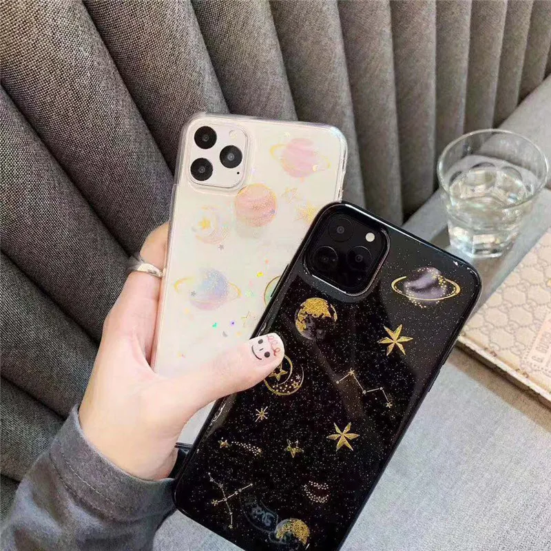 Epoxy Transparent Case For iPhone 11 Pro Max Cases Planet Star TPU Cover For iPhone XR 2
