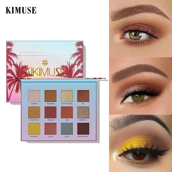 

KIMUSE 12 Colors Sunset Eyeshadow Palette High Pigment Shimmer Glitter Eyeshadow Makeup Waterproof Long Lasting Natural Cosmetic