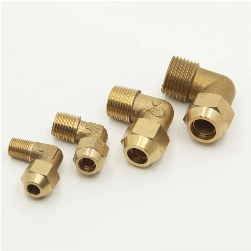 Hose pipe fitting pipe fitting water pipe fitting Copper flared joint elbow connection 1 / 8 "1 / 4" 3 8 "1 4" external thread brass fittings
