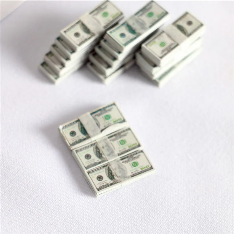 5 Bundles Mini Dollars Money Miniature Banknotes Children Toys Gifts Dollhouse Miniature Accessories miniature ornament miniature figurines
