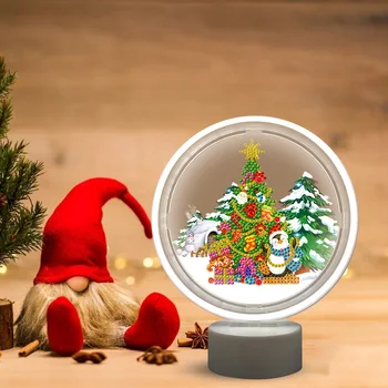 

Christmas Tree DIY Special Shaped Drill Diamond Painting Available LED Light Mosaic Night Lamp Table Desk Decoration Gifts
