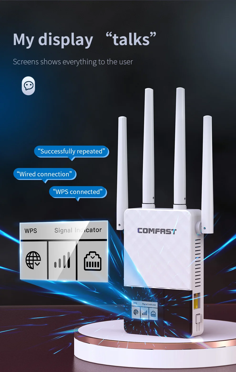 Dual Band Oled Display Internet Signal Booster Wi-fi Amplificador Repetidor Extensor de Alcance Antena Repetiteur 5ghz 1200mbps 2.4g - Imagem 4