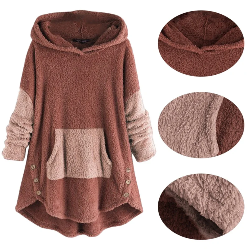 Women Hoodies Sweatshirt 2019 Winter Autumn Fashion Solid Color Concise Hoodie Casual Long Sleeve Hoodied Top Warm Velvet Coat