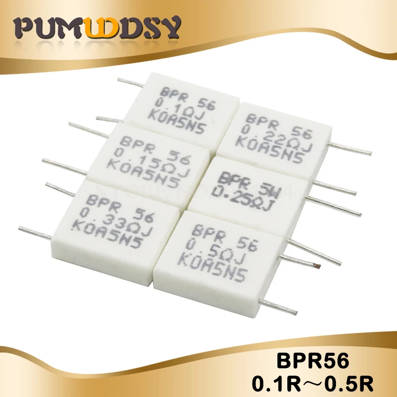 5W 10W BPR56 Cement resistance 0.1 ~ 10k ohm 0.33R 1R 10R 100R 0.22 0.33 1 10 100 1K 10K ohm Cement resistor cement resistor 10PCS