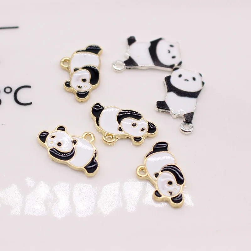6 шт. DIY милые панды эмалированные кулоны, подвесы, фурнитура ручной работы ожерелье серьги браслет кулон Сделать ювелирный аксессуар C317