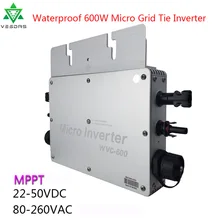 600W Водонепроницаемый микро-инвертор солнечной энергии на сетке инвертор конвертер со слежением за максимальной точкой мощности инверсор 20-50VDC до 110 V/220VAC для Бытовые солнечные панели