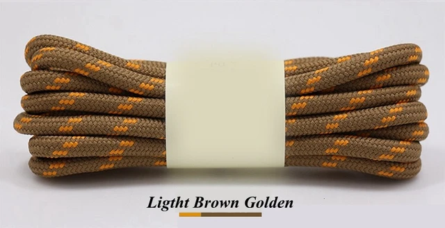 1Pair Round Shoelaces Outdoor Hiking Sports Shoe Laces Kids Sneakers Shoelaces Length 100/120/140/160CM Lacets Baskets 19 Colors Light brown golden