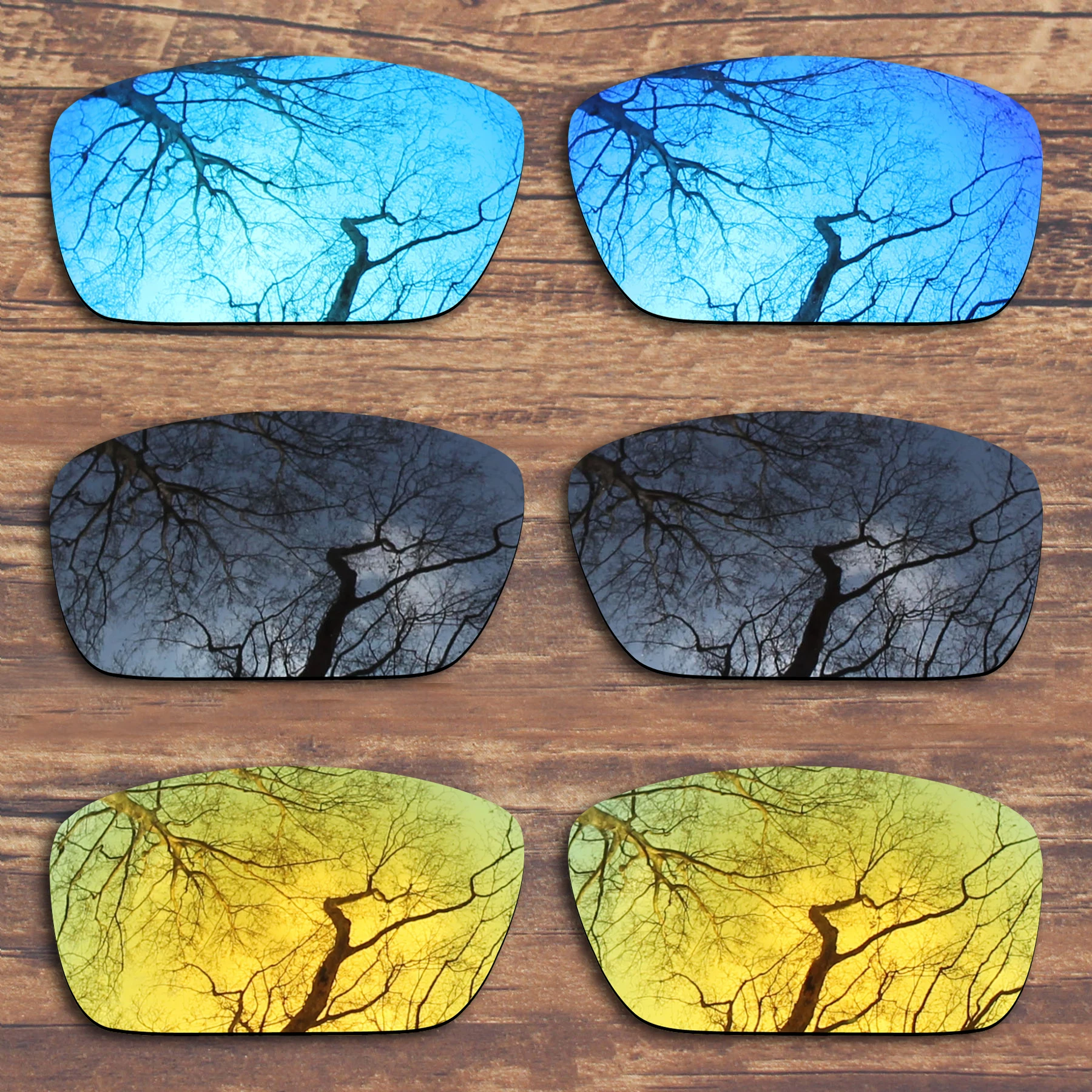 Millerswap 3 Paia Di Lenti Di Ricambio Polarizzate Nero. Blu. Oro Per Occhiali Da Sole Oakley Fuel Cell Oo9096