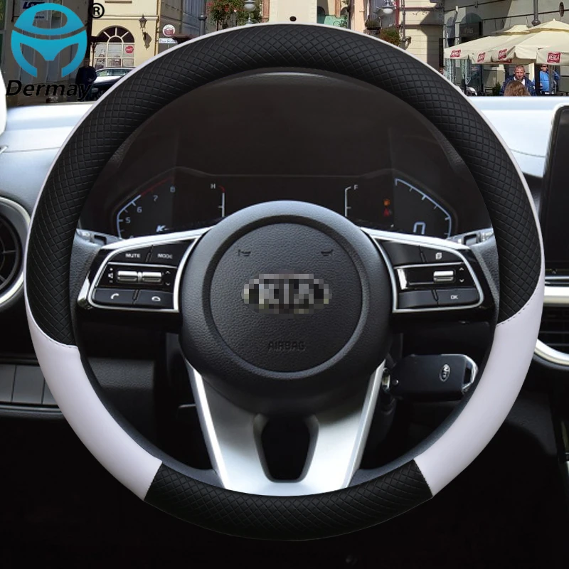 

100% DERMAY брендовый кожаный спортивный чехол рулевого колеса автомобиля для Kia SELTOS SUV 2019 2020 2021 KX3 автомобильные аксессуары