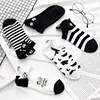Black and white embroidery socks female ins tide socks shallow mouth summer cartoon cow cute striped boat socks ► Photo 2/5