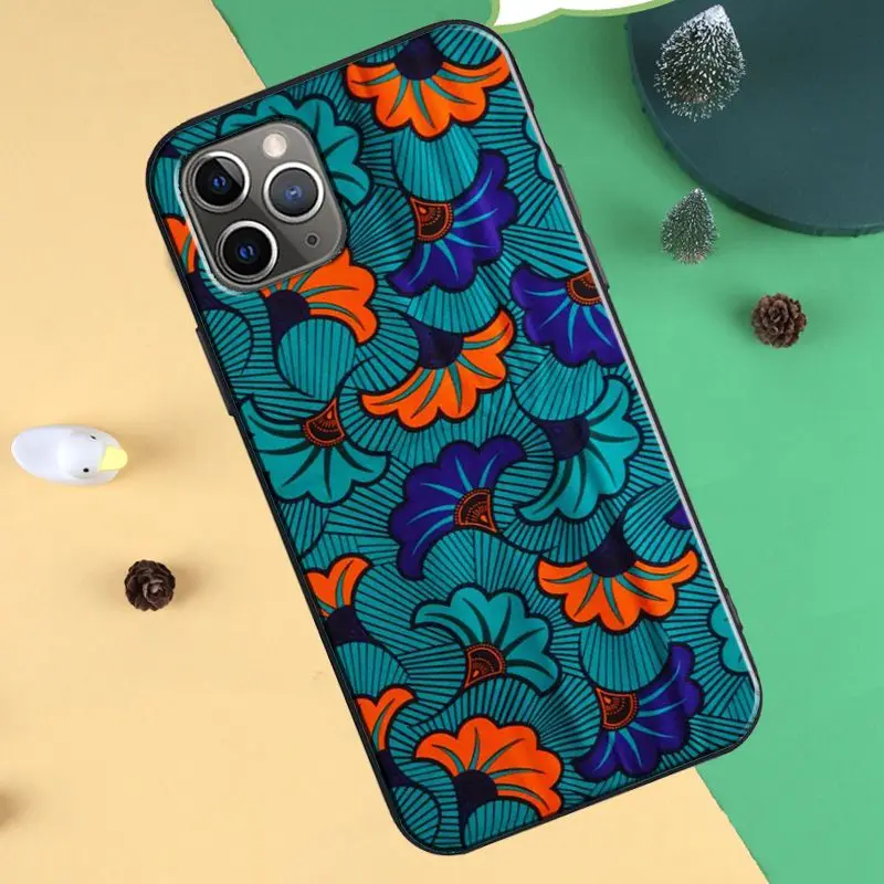 African Wax Fabic TPU Case For iPhone XR X XS Max SE 2020 6S 7 8 Plus 12 Pro mini 11 Pro Max Cover