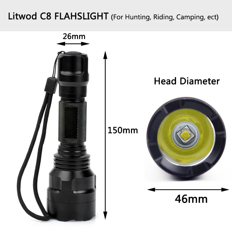 Litwod Z20C8 мощный светодиодный фонарик Cree XM L2 U3 тактические фонари Факел lanterna для