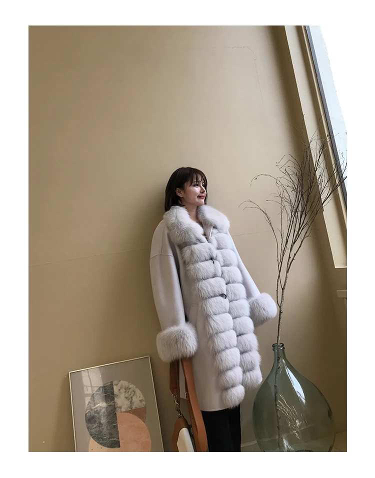 Hot Promotion High-end Fashion Modern Warm Cut Wind Stylish Wool Coat Female Windproof Thick Streetwear Christmas Cashmere Coat - Цвет: Светло-серый