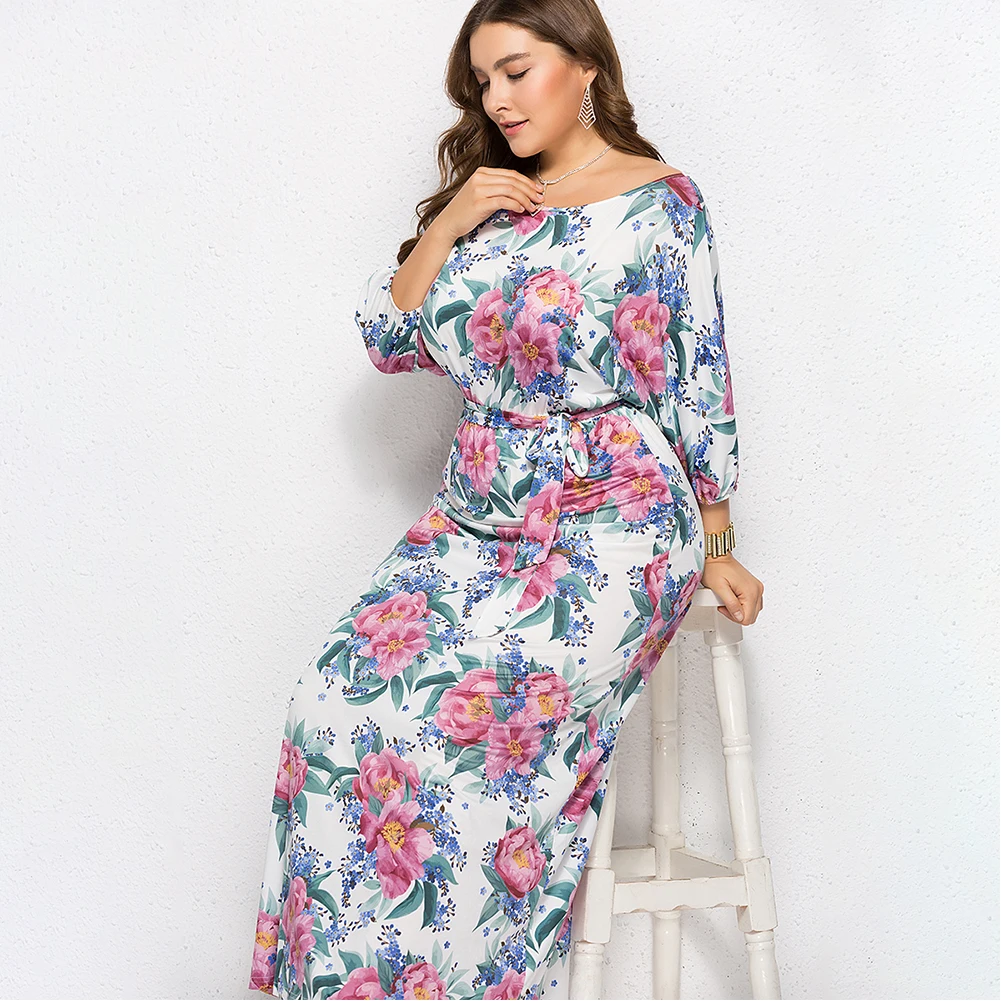 Seluxu осень Новое Женское платье большого размера vestidos цифровая печать платье посылка сексуальное платье большого размера женское платье