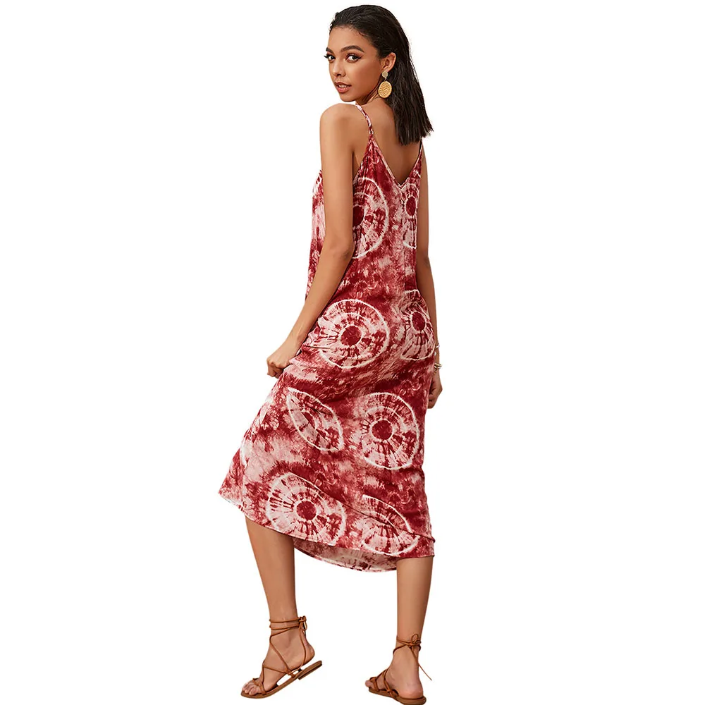 

2020 Boho Sleeveless Long Maxi Slip Woman Dresses Sexy V-neck Beach Part Elegant Chiffon Dress Vestidos Plus Size Dress