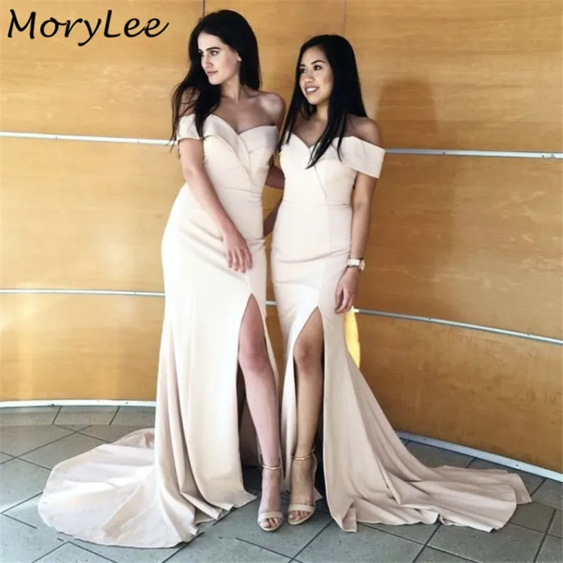 Bridesmaid Dresses Off The Shoulder Mermaid Spandex Satin Bridesmaid Dresses With Zipper Back Wedding Party Bridemaid Gowns