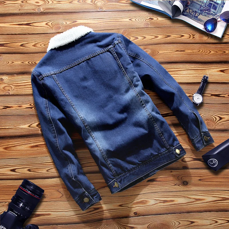 

2018 Winter MEN'S Denim Jacket Berber Fleece Warm Coat Europe And America Fashion Thick Cowboy Jk928