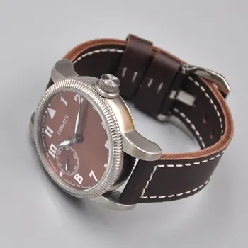 

Mens watch Corgeut 45mm coffe Dial Green Marks 6497 Mens Hand Winding 3600 white waterproof SS case mens mechanical wristWatches