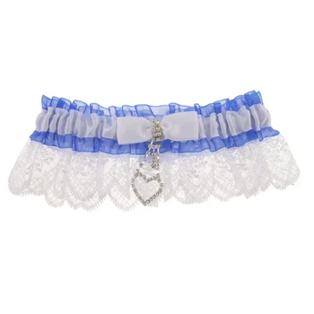

Wedding Lace Bow Garter Keep&Throw Dangle Heart Rhinestone Garter Leg Ring Garters