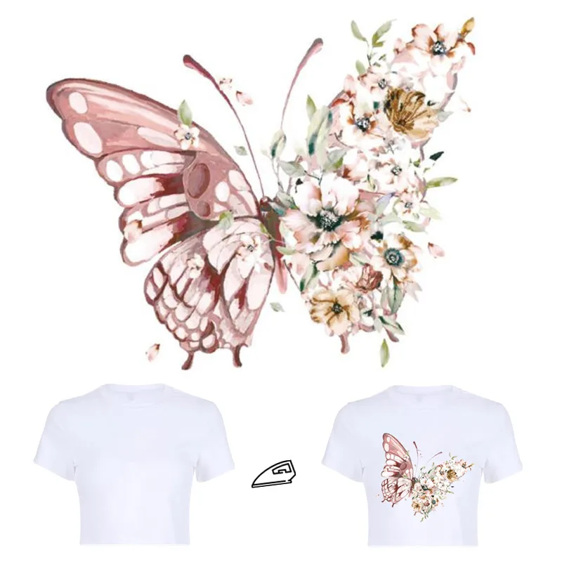 Patches Butterfly Flowers Transfert Thermique Vetement Clothes Stickers Diy Stranger Things Appliques For Clothing Fabric Patch | Дом и сад