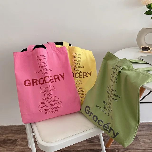 Cute Grocery List Design Canvas Tote Bag - Eco-Friendly Shopping Companion