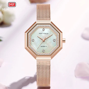 

MINI FOCUS Women Watches Waterproof Dress Brand Luxury Fashion Casual Quartz Ladies Watch Grid Leather Strap Lady Wristwatches
