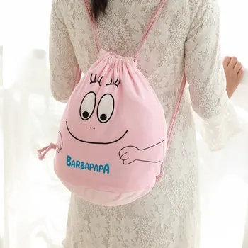 

Barbapapa Cartoon Figure Backpacks Pink Lovely Pure Cotton Fine Canvas Backpack Travel Daypack For girl Backpack blanket