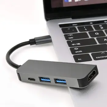 

4 in 1 Type-c to HDMI-Adapter 2 USB 3.0 Ports High-Definition HDMI/PD Ports Hub