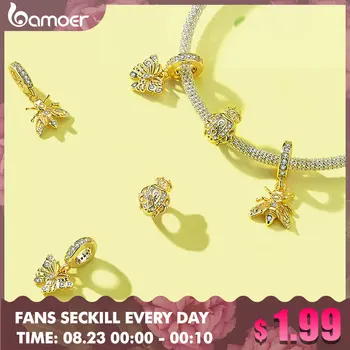 

bamoer Gold Color Openwork Butterfly Pendant Charm for Original Snake Bracaelet 925 Sterling Silver DIY Jewelry 2020 New BSC248