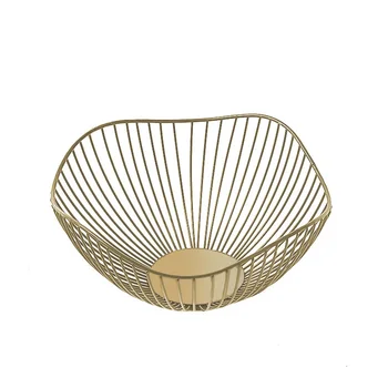 

Kitchen Organizer Drain Save Space Fruit Basket Wired Wave Nordic Style Easy Clean Iron Art Vegetables Pierced Desktop Household