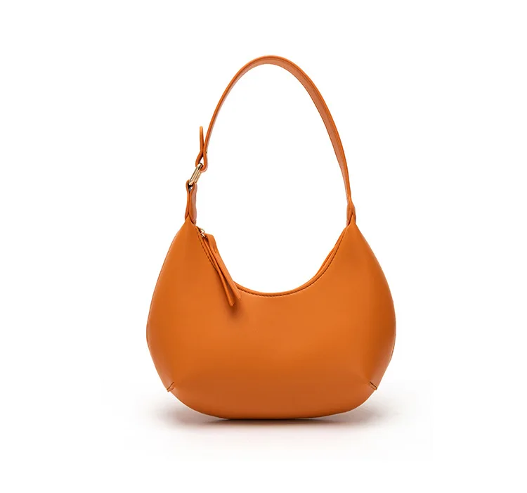 FIRMRANCH Woman's Stylish Solid Color Half Moon Design Sweet Macaron High Quality Daily Date Casual Shoulder Orange Armpit Bag