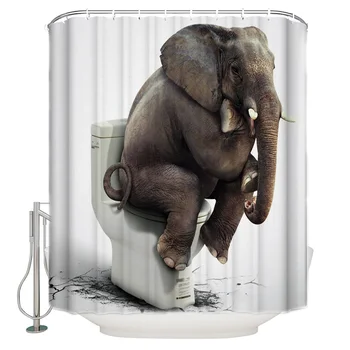 

Africa Indian Elephant Shower Curtain Waterproof Bathroom Curtain
