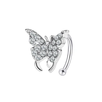 

Aesthetic Fashion Bling Clear Crystal Butterfly Alloy Clip Stud Earrings For Women Jewelry Accessories
