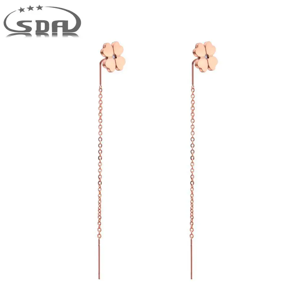 SDA Four Leaf Clover Women Drop Earrings Lucky Jewelry With Certification Real Diamond