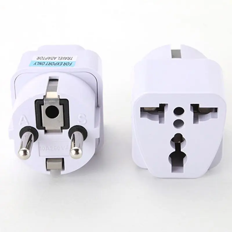 

ABS Material Universal UK US AU To EU Power Adapter Solid White Color Portable Travel Converter Small Compact Charger