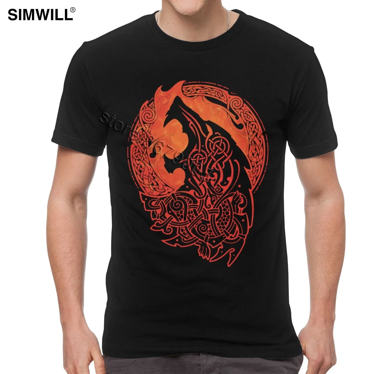 Viking Valhalla Odin Fenrir T Shirt Fashion Urban Cotton Nordic Mythology T-Shirt Men Short Sleeve Loki's Son Monstrous Wolf Tee