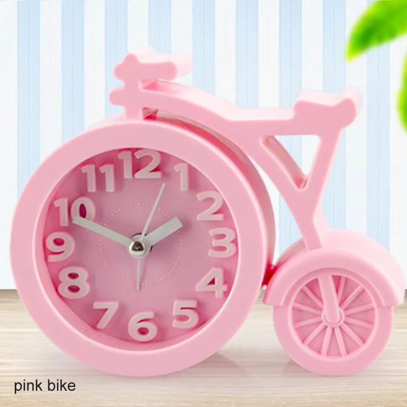 pink bike Творческий электронный палец велосипед скрипка форма бесшумный будильник Настольный Декор термонастройка цифровой номер часы детские подарки - Цвет: pink bike